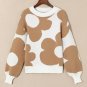 Khaki Big Flower Pattern Drop Shoulder Sweater