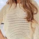 Apricot Open Knit Bracelet Sleeve Sweater