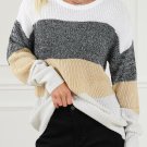 Multicolour Color Block Drop Shoulder Knit Sweater