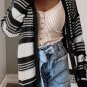Black Colorblock Textured Knit Buttoned Cardigan