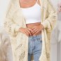 Apricot Casual Hollowed Knit Dolman Sleeve Cardigan