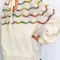 White Wavy Striped Pointelle Bishop Sleeve Sweater