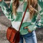 Mint Green Checkered Print Drop Shoulder Sweater