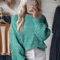 Sea Green Cable Knit Sleeve Drop Shoulder Sweater