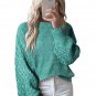Sea Green Cable Knit Sleeve Drop Shoulder Sweater
