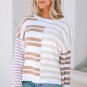 Stripe Blocked Drop Shoulder Slouchy Sweater