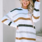 Striped Popcorn Knit Sweater