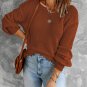 Orange Drop Shoulder Back Cut-out Sweater with Tie