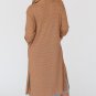 Chestnut Long Waffle Knit Cardigan with Pockets
