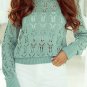 Green Sheer Knitted Pointelle Sweater