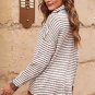 Brown Striped Turtleneck Loose Sweater