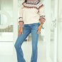 Khaki Geometric Pattern Ribbed Trim High Neck Sweater