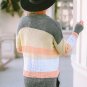 Multicolor Color Block Striped Pocketed Open Cardigan