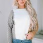 Multicolor Colorblock Textured Drop Shoulder Sweater