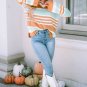 Multicolor Colorblock Stripe Long Sleeve Split Sweater