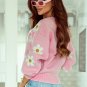 Pink Floral Pattern Drop Shoulder Sweater