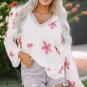 White Floral Print Lightweight Knit Hooded Sweater