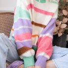 Multicolor Striped Colorblock Drop Shoulder Sweater