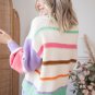Multicolor Striped Colorblock Drop Shoulder Sweater