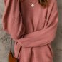 Solid Color Puffy Sleeve Pocketed Sweater