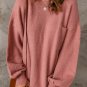 Solid Color Puffy Sleeve Pocketed Sweater