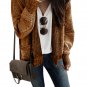 Brown Chunky Waffle Knit Oversized Collar Cardigan