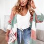 Green Colorblock Stripe Open-Front Cardigan