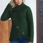 Olive Green Buttoned Wrap Turtleneck Sweater