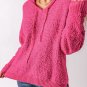 Rose Loose Popcorn Textured Hooded Sweater