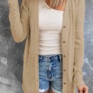 Solid Color Open-Front Buttons Cardigan