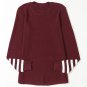 Red Striped Sleeve Plain Knit Sweater