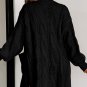 Black Ribbed Trim Eyelet Cable Knit Cardigan
