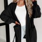 Black Ribbed Trim Eyelet Cable Knit Cardigan