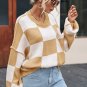 Khaki Checkered Bishop Sleeve Sweater
