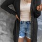 Black Solid Color Open-Front Buttons Cardigan