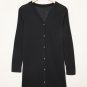 Black Solid Color Open-Front Buttons Cardigan