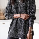 Black Glittering Long Sleeve Tunic Sweater