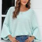 Green Exposed Seam Ribbed Knit Dolman Top
