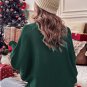 Blackish Green Merry Letter Embroidered High Neck Sweater