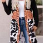 Black Western Pattern Cow Patchwork Open Front Cardigan