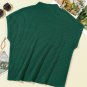 Blackish Green Patch Pocket Ribbed Knit Short Sleeve Sweater
