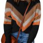 Multicolor Chevron Striped Drop Shoulder Sweater