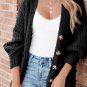 Black Buttoned Front Drop Shoulder Knitted Cardigan