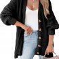 Black Buttoned Front Drop Shoulder Knitted Cardigan