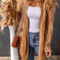 Khaki Ribbed Trim Eyelet Cable Knit Cardigan