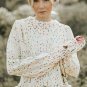 Beige Colorful Dots Cable Knit Crew Neck Sweater