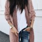 Pink Plaid Knitted Long Open Front Cardigan