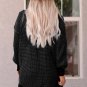 Black Plaid Knitted Long Open Front Cardigan