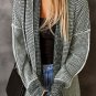 Gray Plaid Knitted Long Open Front Cardigan