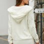 White Fur Hood Horn Button Sweater Cardigan